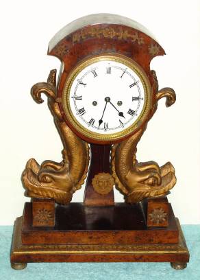 C.1830, Austrian, walnut  and  gilt wood, 30-hour time and gong strike mantel clock. — Antique Clocks Price Guide