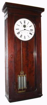 C.1925, E. Howard and Co., Boston, Electric Master Clock, now less program switch, clock relay and bell relay [filled holes in rear]. With original EHCCo schematic for New Central School, So. Berwick, Maine, and with Blackwell made 3-jar pendulum with invar rod. — Antique Clocks Price Guide