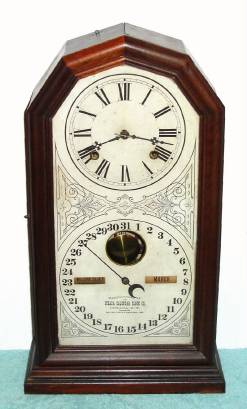 C.1880, Ithaca Calendar Clock Co., "No. 11 Octagon", 8-day time/strike calendar clock. — Antique Clocks Price Guide