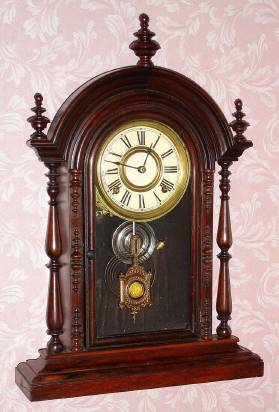 C.1885, E. N. Welch, Bristol, Conn, PAREPA, model rosewood shelf clock, 8-day, gong striking. — Antique Clocks Price Guide