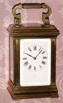 C.1900, French, Brass Cased Carriage clock, time and strike, in a very heavy case, Anglaise variant with a shaped top like a Cannelee style. — Antique Clocks Price Guide
