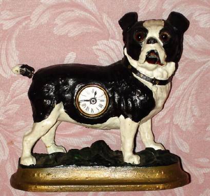 C.1890, German, Mayer, DOG NOVELTY, with wagging tail and panting tongue. — Antique Clocks Price Guide