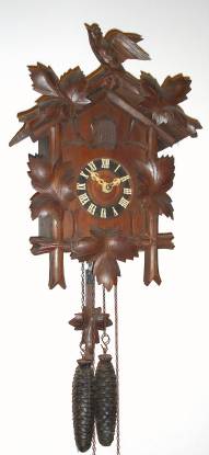 C.1920, German, 30-hour time/strike cuckoo clock, 5 leaf and bird. — Antique Clocks Price Guide