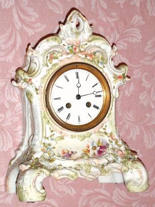 C.1900, French, Marti et Cie, 8-day time/strike porcelain mantel clock, as-found. — Antique Clocks Price Guide
