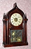 C.1850, Brewster and Ingrahams, Bristol, Conn, rounded gothic or Onion top steeple clock, 8-day time, strike and alarm. 