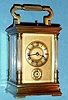 C.1900, French, Brass Cased Carriage Clock, time, strike, repeat and alarm, in a column case. 