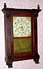 C.1830, Lucius B. Bradley, Watertown, Conn., 8-day time and strike Salem Bridge movement column and cornice shelf clock, paw feet. Movement was supplied by Sylvester Clarke (original). 