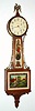 C.1928, Waltham Watch Co., Waltham, Mass, Willard model weight banjo timepiece in walnut, 8-day, with original W. W. Sprague tablet set of a mill scene. 