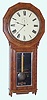 C.1885, Seth Thomas Clock Co., "Regulator No. 3", 8-day wall timepiece in burled walnut, with nickel finish on weight and damascene pendulum, large trapezoidal movement with cut pinions.