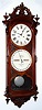 C.1880, Ithaca Calendar Clock Co., New York, "No. 0 Bank", double dial perpetual calendar wall clock, 2-weight, 8-day. 