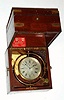 Mixed lot chronometer, C.1855, Eggert and Son, New York, 2-day marine chronometer, No. 968, now in a C.1900 English brass cornered box with flush handles, that is too large for the small movement. [see internet, the Eggerts were very influential in the chronometer field, and Simon Willard, Jr., even apprenticed briefly to Dominic Eggert). 