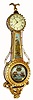 C.1935, American Girandole, attributed to Joseph Conlon, 8-day weight driven timepiece, in the pattern made famous by Lemuel Curtis, and with a C.1890 movement by E. Howard, convex dial and curved hands. 