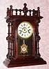 C.1880, Welch, Spring and Co., "Gerster, V.P.", 8-day time/strike mantel clock. Enclosed is a letter with the history of the owners of this clock. This clock was given to a Dr. Garben in 1940 from Mrs. Frank Gustavino Gulden, Jr., who were the same family that originated Gulden's Mustard. 