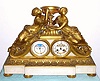 C.1880, French, Ormolu and Marble, Double Figure mantel clock with double dial perpetual calendar, 8-day. 