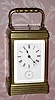 C.1890, French, Brass Cased carriage clock, time, strike, repeat and alarm, in a heavy Cannelee variant ribbed case with full view top. 