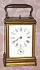 C.1900, French, Drocourt, Brass Cased Carriage clock, Grand Sonnerie, full qtr repeat and alarm, with selector lever in the base, in a Cannelee case. 