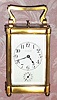 C.1900, French, Brass Cased Carriage Clock, for Tiffany and Co, in a Doucine case with Nouveau influence, time, strike, repeat and alarm. 