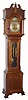 C.1910, European [English or German], 3-Tr, 5-Tube, quarter chime, Westminster tune, tall clock, in a walnut case with removable hood. 