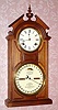 C.1880, Ithaca Calendar Clock Co., New York, No. 8, Shelf Library, perpetual double dial calendar in a walnut case. 