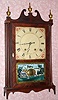 C.1825, E. Terry and Sons, Plymouth, Conn., 30-hour time/strike wood movement pillar and scroll shelf clock. 