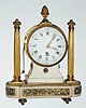 C.1815, French, Pinwheel Boudoir clock, time and pull alarm, silk thread susp, marble and ormolu case. 