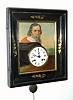 C.1900, German, V. Zimper, Neukirch, winking eye picture frame clock, with nice oil painting of a male in period dress with gray hair and beard. Time and gong strike, pin and clevis suspension, 56 hour. 