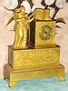 C.1850, French, 8-day time/strike silk thread suspension figural mantel clock, Mandolin Player, ormolu. 