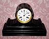 C.1900, French, Japy Freres, 8-day time and bell strike, small marble tambour clock, black and mottled green. 