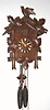 C.1920, German, 30-hour time/strike cuckoo clock, 5 leaf and bird.