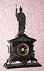 C.1880, French, Japy Freres for G. Servant, 8-day time/strike black marble and bronze figural clock, the Centurion. 