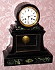 C.1900, French, Japy Freres, enameled wood case with faux marble inserts, imitation marble style, 8-day mov't. 