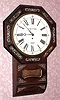 C.1880, English, 8-day fusee wall timepiece, drop octagon with inlay. 