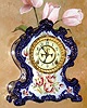 C.1901, Ansonia Clock Co., "Waco", 8-day time/strike porcelain mantel clock in cobalt blue with open escapement dial. 