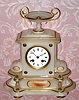 C.1900, French, 8-day time and strike, alabaster case mantel clock with ormolu trim.. 