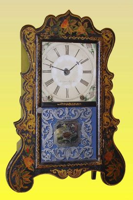 C.1853 Brewster Mfg., Shield-Front Shelf Clock, 8-day ribbed plate movement, time and strike. — Antique Clocks Price Guide