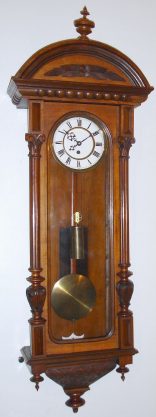 C.1878, German, Gustav Becker, "Vienna Regulator", in a nice lighter walnut case with carved Corinthian columns, an old top and original movement: — Antique Clocks Price Guide