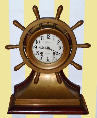 C.1911, Chelsea Clock Co., Yacht Wheel on Base, made for Tiffany and Co., 4.5" dial, eight-day Ship's Bell, with special dial. — Antique Clocks Price Guide