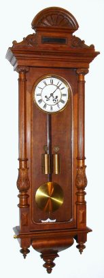 C.1875, German, Gustav Becker, 2-Wt "Vienna Regulator", in a walnut case with carved Corinthian half columns and original top. — Antique Clocks Price Guide