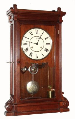 C.1896 Seth Thomas Clock Co., Thomaston, CT: LINCOLN model shelf clock with 8-day time and strike weight movement in walnut. — Antique Clocks Price Guide