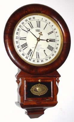 C.1875, Ansonia Brass and Copper Co, Ansonia, Conn, DROP EXTRA CALENDAR, 8-Day, time and strike with months showing on W. A. Terry patent calendar. — Antique Clocks Price Guide