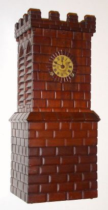 C.1900, French for Tiffany and Co.: Clock in the form of a castle with 8-day quarter hour chime movement, Westminster tune on gongs. — Antique Clocks Price Guide