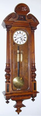C.1875, Austrian, 2-Wt "Vienna Regulator", in a dark walnut case with well carved columns and original top. — Antique Clocks Price Guide