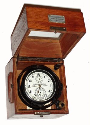 C.1944, German, Wempe, Hamburg, CHRONOMETER, as-found, less fusee chain, in its original oak box with gimbals and key. — Antique Clocks Price Guide