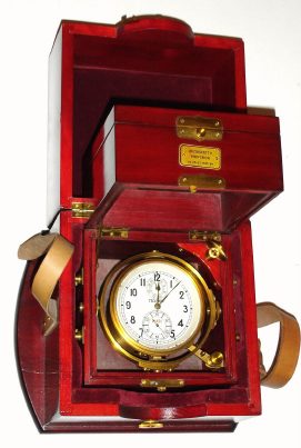 C.1984, Sovietski, "Captain's Chronometer" XPOHOMETP, with both inner and outer box, as purchased from importer in San Diego, serial No. 21431. — Antique Clocks Price Guide