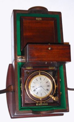 C.1822, Parkinson and Frodsham, Change Alley, London, No. 636, 1-Day marine chronometer with both inner and outer boxes. — Antique Clocks Price Guide