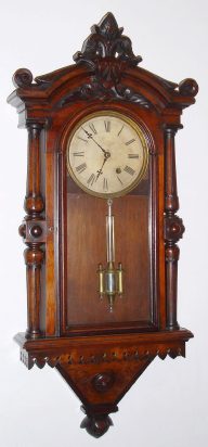 C.1880, F. Kroeber Clock Co., New York, NY: Regulator No. 30 in walnut with 8-day time only movement. — Antique Clocks Price Guide