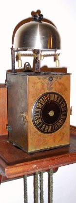 First quarter 1800s, Japan, Crown Wheel /Foliot Lantern clock, time and bell strike, with original cords and counter weights (not including the English stand in foto, which we used only for demonstration). — Antique Clocks Price Guide