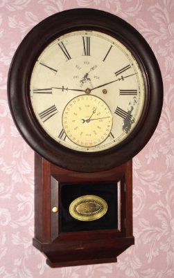 C.1864, Burwell and Carter, Bristol, Conn, double dial (integral) calendar clock in a rosewood short drop case, an interesting variant. — Antique Clocks Price Guide