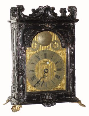 C.1790, Austrian, Gaetano Endres, Gorizia (in the Carnic Alps], early Grand Sonnerie bracket clock in a carved and ebonized baroque case, multi piece dial with mock pendulum and dials for strike/no strike. — Antique Clocks Price Guide