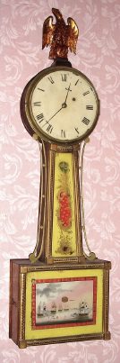 C.1830, Boston Area Gold front banjo, 1-wt, 8-day. — Antique Clocks Price Guide